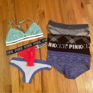 PINK lot of underwear and bralette 7 pieces Large